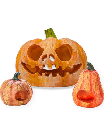 Fish Hideout Pumpkin Shaped Fish Cave Pumpkin Figurine Shrimp Hide Reptile Shelter House for Halloween Fish Tank Aquarium Decoration Pumpkin Aquarium Decoration Halloween Pumpkin Set