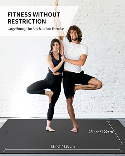 CAMBIVO 72''x48'' Large Yoga Mat, Extra Thick TPE Workout Mat - color: BLACK, size: 10mm