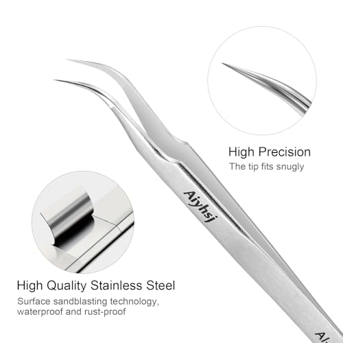 Precision Tweezer, Upgraded Professional Fine Tip curved, High-end Stainless Steel Tweezers for Craft, Electronics, Soldering, Eyelash Extensions, Laboratory Work, Jewelry-Making