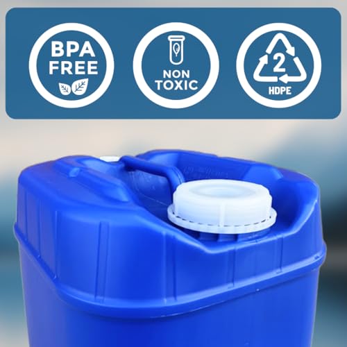 5-Gallon Stackable Water Storage Containers, 5 Lids + 1 Spigot, Easy Fill, Survial Supply Emergency Water Storage for Camping and Disaster Preparedness, RV, 20 Gallon (4 Tanks)