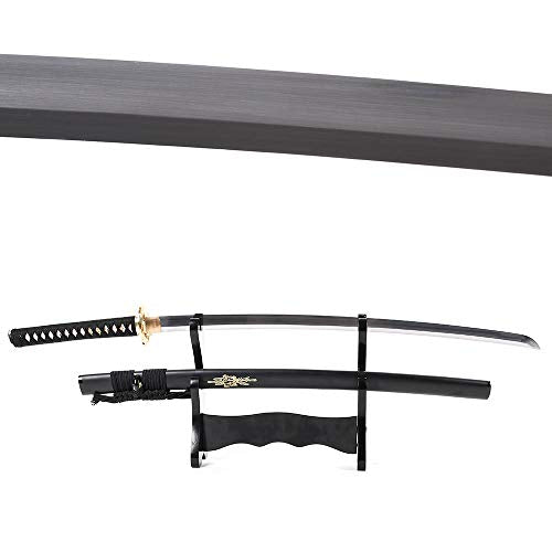Katana Handmade Full Tang Sharp, Alloy Tsuba Japanese Samurai Sword High Carbon Steel 1060,T10 1095, 40-Inch - color: Golden Skull