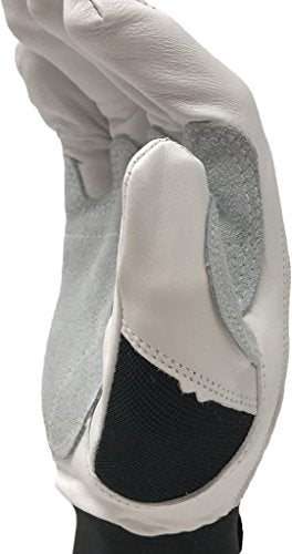Ironcat Heavy Duty Top Grain Goatskin Leather Glove with Spandex Back, Reinforced Palm, Hook & Loop Closure, White/Black - size: Large