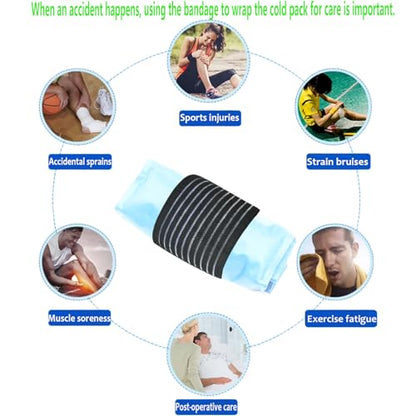 Cold Pack Strap, Elastic Belt to Wrap Cold Pack, Ice Pack Extender Strap, Add Length to Most Ice Pack, Multifunctional (Black) - color: Black