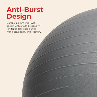 Sunny Health & Fitness Premium Anti-Burst Exercise & Stability Ball - size: 21.7" (55cm)