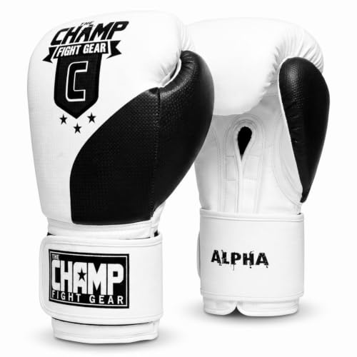 Amber Fight Gear Alpha Series PU Boxing Gloves Pair - color: Black/White, size: 10oz