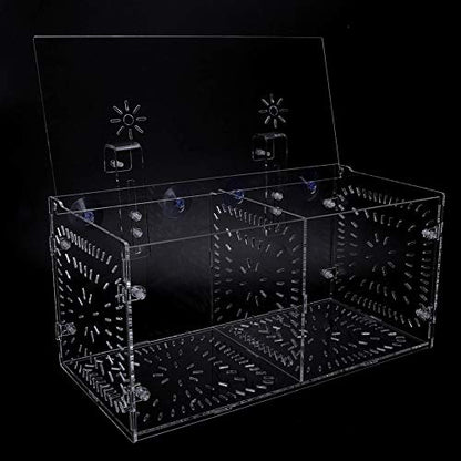Acrylic Fish Breeding Box 20x20x20cm Mesh Rearing Trap for Baby Shrimp Clownfish Guppy, Isolation Board Prevents Adult Attack, Adjustable Suction Cup Fixation for Aquarium Hatchery - size: 30CM*15CM*15CM