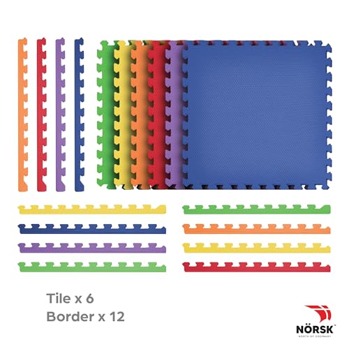 Norsk Reversible EVA Foam Play Mats, Rainbow Pack, 18-Pack