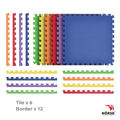 Norsk Reversible EVA Foam Play Mats, Rainbow Pack, 18-Pack