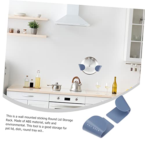 VOSAREA 5pair Abs Frosted Pot Lid Holder Seamless Adhesive Kitchen Storage Rack for Lids Pans and Trays Lightweight Organizer for Tidy Kitchen Use Blue