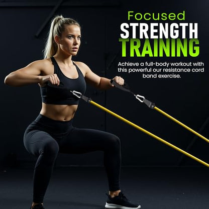 Resistance Bands with Handles Set of 5 (10–50 lbs), Home Gym Workout Kit | Includes door anchor Includes ankle straps 10-50 lbs resistance Carry bag included