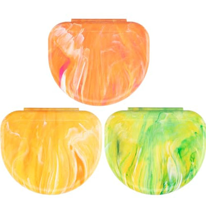 Practicon Marble Retainer Cases, Orthodontic Aligner Case, Mouth Guard Holder (3 Pack) (Citrus) - color: Citrus