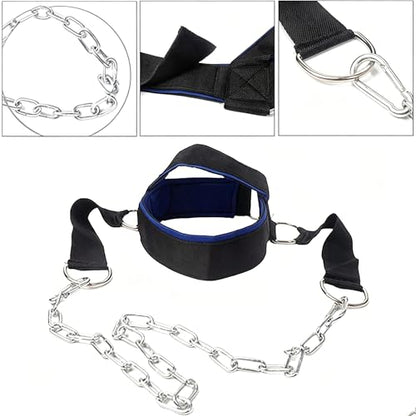 Neck Harness for Weight Lifting with Heavy Duty Chain Neck Training Harness