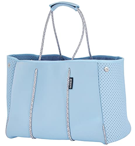 QOGiR Neoprene Multipurpose Beach Bag Tote with Inner Zipper Pocket … … … … - color: Light Blue, size: X-Large