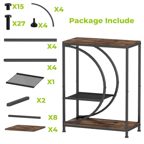 10 Gallon Fish Tank Stand, Aquarium Stand with Smooth Wood Board and Matte Black Iron Frame, Heavy Duty Sturdy Design for Home Office Use, Black (Tank not Included)