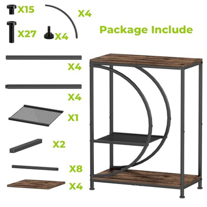 10 Gallon Fish Tank Stand, Aquarium Stand with Smooth Wood Board and Matte Black Iron Frame, Heavy Duty Sturdy Design for Home Office Use, Black (Tank not Included)