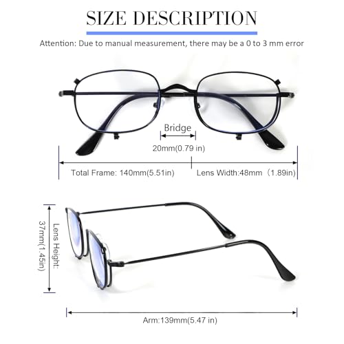 Makeup Reading Glasses for Women Metal Frame Flip Down Magnifying Cosmetic Readers Blue Light Blocking - color: Black