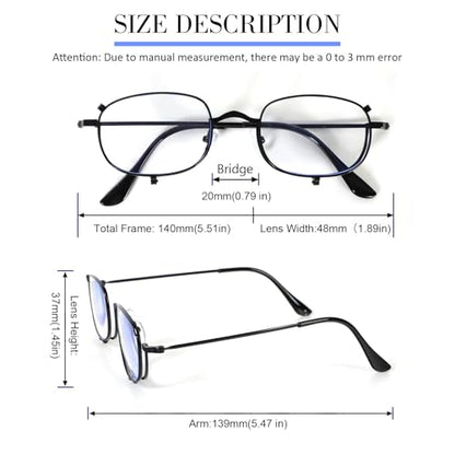 Makeup Reading Glasses for Women Metal Frame Flip Down Magnifying Cosmetic Readers Blue Light Blocking - color: Black