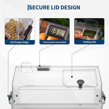 Garvee Reptile Tank Starter Kit, Reptile Terrarium with Lid, Heating Pad, Hygrometer, Bowl,Hide, Sand, Acrylic Small Reptile Habitat for Reptiles, Tarantula, Lizards, Frogs, Geckos or Hermit Crabs