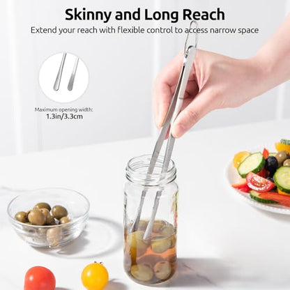 U-Taste 8in Kitchen Plating Tweezer: 18/8 Stainless Steel Food-Grade Metal Food Tong, Seamless-Welding, Sturdy and Flexible with Non-slip Tips for Serving, Decorating, Cooking, Baking (Round Tip) - size: 8in (round tip)