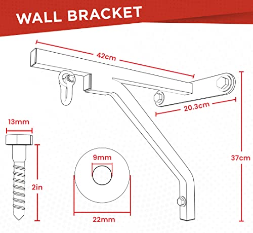 RDX Mount Hanger Wall Bracket, Boxing Punch Bag 16 Gauge Heavy Duty Iron Bar, Steel Hanging Fixings D-Shackle, Boxing MMA Kickboxing Muay Thai Punching Training, Outdoor Fitness Home Gym