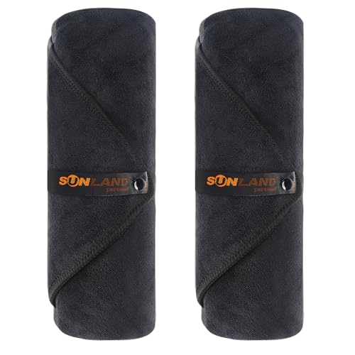 SUNLAND Microfiber Gym Bath Towels for Men Women 24x48In - color: Black X 2