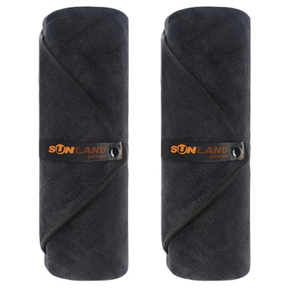 SUNLAND Microfiber Gym Bath Towels for Men Women 24x48In - color: Black X 2