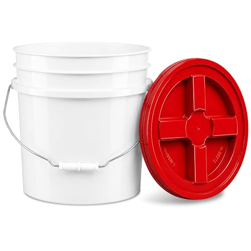 3.5 Gallon Bucket with Lid - Food Grade Bucket with Airtight Gamma Seal Screw-On Lid, 90 Mil Heavy Duty HDPE Plastic, BPA Free, for Bulk Food Storage, Made in USA - Red, 1 Pack - color: Red, size: 1 Pack