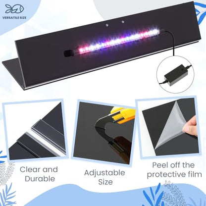 Sieral Aquarium Lids Polycarbonate Canopy with LED Light 2 Pcs Set 22.95 x 11.5 x 0.12 Inch for 33/40/55 Gallon with Center Brace Aquariums Cover Fish Tank Lid with a Hook Knife, Black - color: Black, size: 48 x 13 Inch