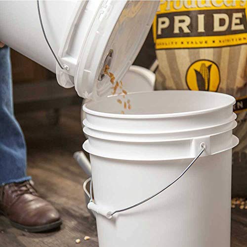 White 5-Gallon Bucket with Lid | Made in USA | Food Grade | Heavy-Duty Extra Durable Plastic Bucket | Multi-Use Food Grade Buckets with Lids | Easy Stack and Store | BPA Free | 5 Pack