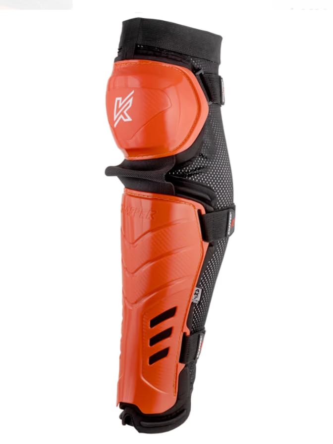 Ball Hockey Protective Gear | AK7 PRO SHIN Guards | KNAPPER - color: Orange, size: 13
