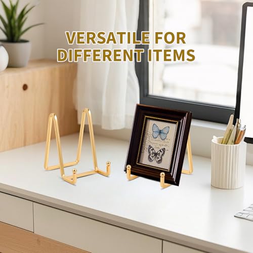 Plate Holder Easel Display Stand - 4.5 inch Metal Plate Stands for Display - Tabletop Picture Stand - Gold Iron Easels for Display Pictures | Photo Frames | Book | Decorative Plates | Plaque -2 Pack - size: 4.5 inch-2