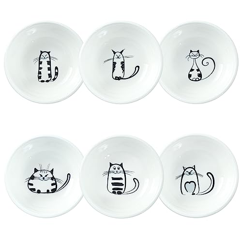 Super Cute Cat Ceramic Sauce Dish/Seasoning Bowl/Sushi Soy Dipping Bowl/Appetizer Plates/Serving Dish for Kitchen Home (Set of 6) - color: Cat-Round