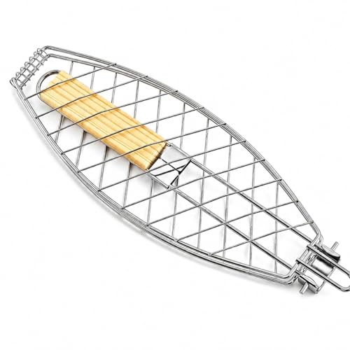 Fish Grill Baskets for Outdoor Grill Fish Grilling rack for Grill, BBQ Grilling Basket, Stainless Steel BBQ Grill Basket