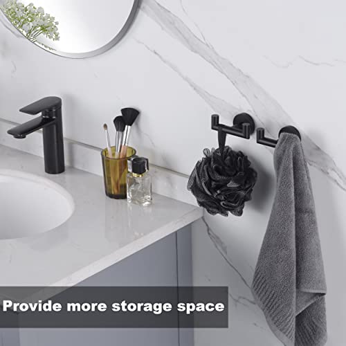 Towel Hooks for Bathrooms,Towel Hook for Kitchen Bathroom,SUS304 Stainless Steel Coat Hook,Heavy Duty Double Holder Robe Hooks for Hanging Towels,Coats,Sponges,Clothes,Wall Mount,Matte Black,4Pack - color: Matte Black