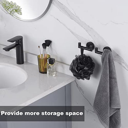 Towel Hooks for Bathrooms,Towel Hook for Kitchen Bathroom,SUS304 Stainless Steel Coat Hook,Heavy Duty Double Holder Robe Hooks for Hanging Towels,Coats,Sponges,Clothes,Wall Mount,Matte Black,4Pack - color: Matte Black