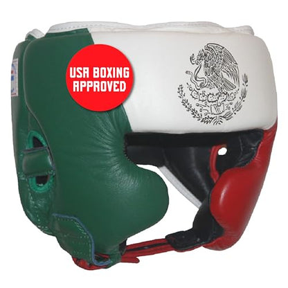 Ringside Competition Boxing Muay Thai MMA Sparring Head Protection Headgear with Cheeks - color: Mexican Flag, size: Small