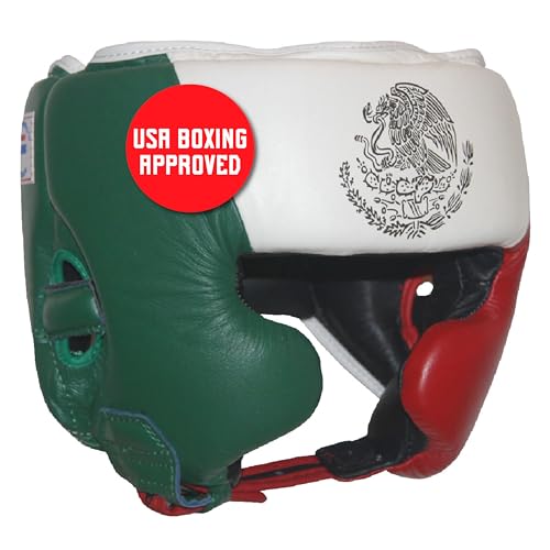 Ringside Competition Boxing Muay Thai MMA Sparring Head Protection Headgear with Cheeks - color: Mexican Flag, size: Medium