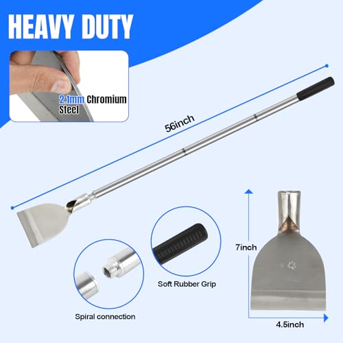 Floor Scraper Tool, Garden Flat Shovel, Razor Blade Paint Scrapers for Wallpaper Sticker Removal, Tile Gum Glue Stains Cleaning Tools, Snow Shovel for Driveway-Stainless Steel Long Handle