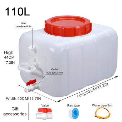 Heavy Duty Water Container Plastic Water Storage Carrier with Tap 50l 80l 110l 200l Water Tank Water Bottle Dispenser for Camping Caravan Hiking Outdoor(Size:110L) - size: 110L