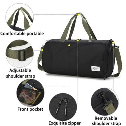 BESMART Gym Bags for Men with Side Pocket，38L Large Sports Gym Duffle Bag - color: Black-olive Green