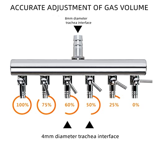 6-Way Aquarium Air Flow Control Lever Valve Chromium Copper Distributor Fish Tank Splitter Pump Accessories 1Pcs