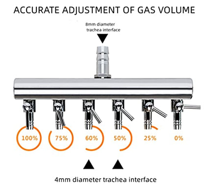 6-Way Aquarium Air Flow Control Lever Valve Chromium Copper Distributor Fish Tank Splitter Pump Accessories 1Pcs