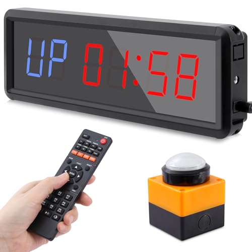 PELLOR Gym Timer with Remote & Press Button for Tabata/FGB/EMOM Workout