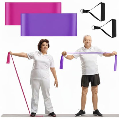 2 Pcs Resistance Band with Handles for Seniors - color: Rose Red,Purple