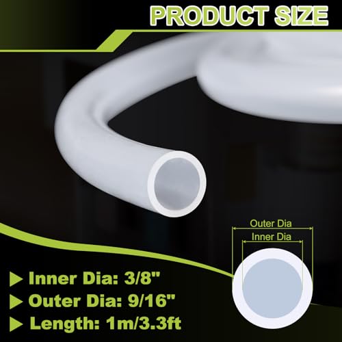 METALLIXITY Silicon Tubing(3/8" ID x 9/16" OD x 3.3Ft), Pure Silicone Hoses High Temp - for Printer, Hot Water Dispenser, Engine, Brewing, Fish Tank Air Pump, Pump Transfer, Clear - size: 3.3 Feet, style: 3/8" IDx9/16" OD