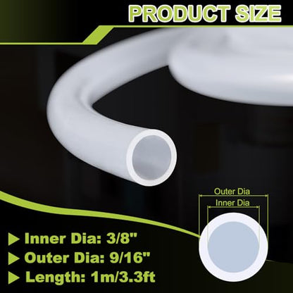 METALLIXITY Silicon Tubing(3/8" ID x 9/16" OD x 3.3Ft), Pure Silicone Hoses High Temp - for Printer, Hot Water Dispenser, Engine, Brewing, Fish Tank Air Pump, Pump Transfer, Clear - size: 3.3 Feet, style: 3/8" IDx9/16" OD
