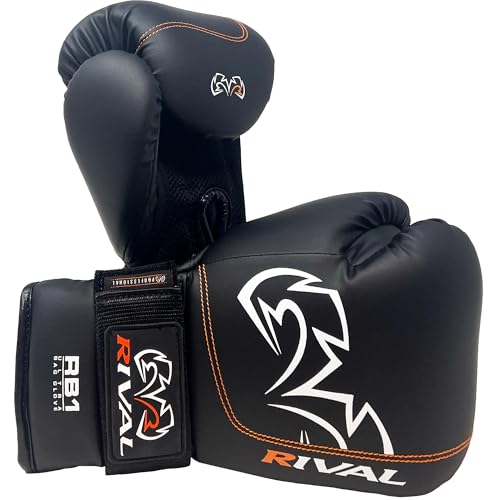 RIVAL Boxing RB1 Ultra Bag Gloves, 20th Anniversary Edition, High-Density Multi-Layered Padding and Signature Wrist Lock Strapping System - color: Black, size: Medium