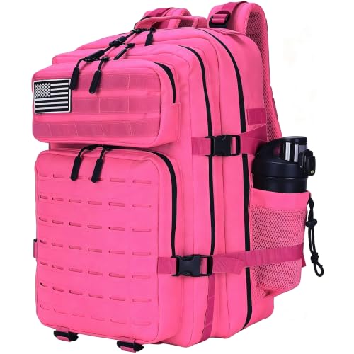 Military Tactical Backpack 45L/25L 3 Day Assault Pack Molle Daypack Hiking Backpack for Men and Women - color: Rose, size: 45L