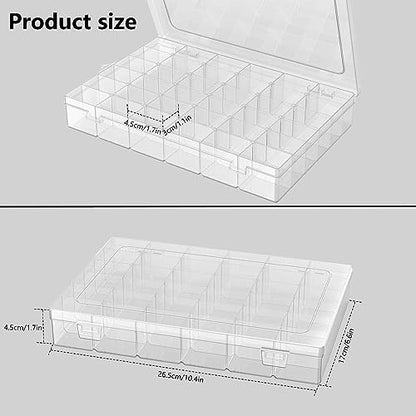 4 Pack Plastic Organizer Container Box, 36 Grids Clear Plastic Parts Organizer Box, for Beads, Art DIY, Crafts, Jewelry, Fishing Tackle with Label Stickers