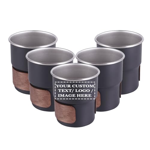 5 Pack Customized Logo/Text Stainless Steel Coffee Cups, for Drinking Coffee, Water, Wine, Beer and More, Widely Used for Parties, Events, Outdoors (Black with sleeve, 10oz / 300ml) - color: Black with sleeve